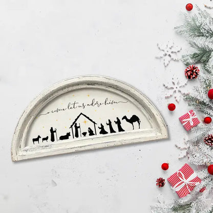 FRAMED CANVAS NATIVITY COME LET US ADORE HIM