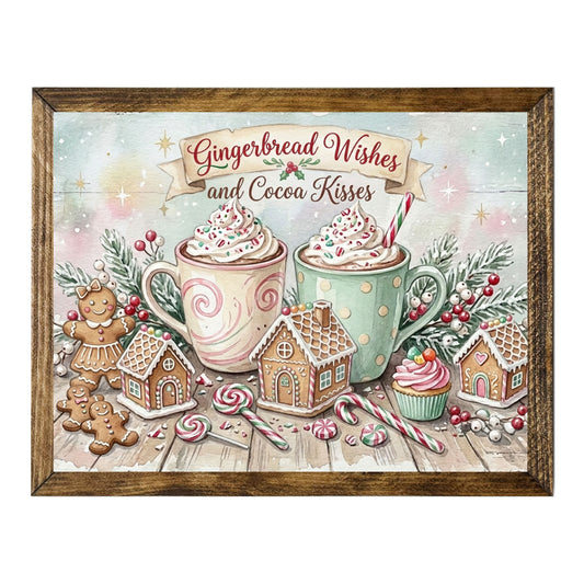 Gingerbread Wishes & Cocoa Kisses Christmas Kitchen Wall Art