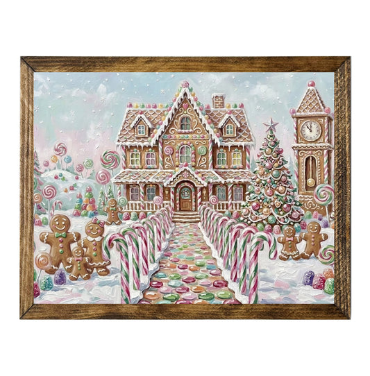 Whimsical Gingerbread Village Christmas Wall Art