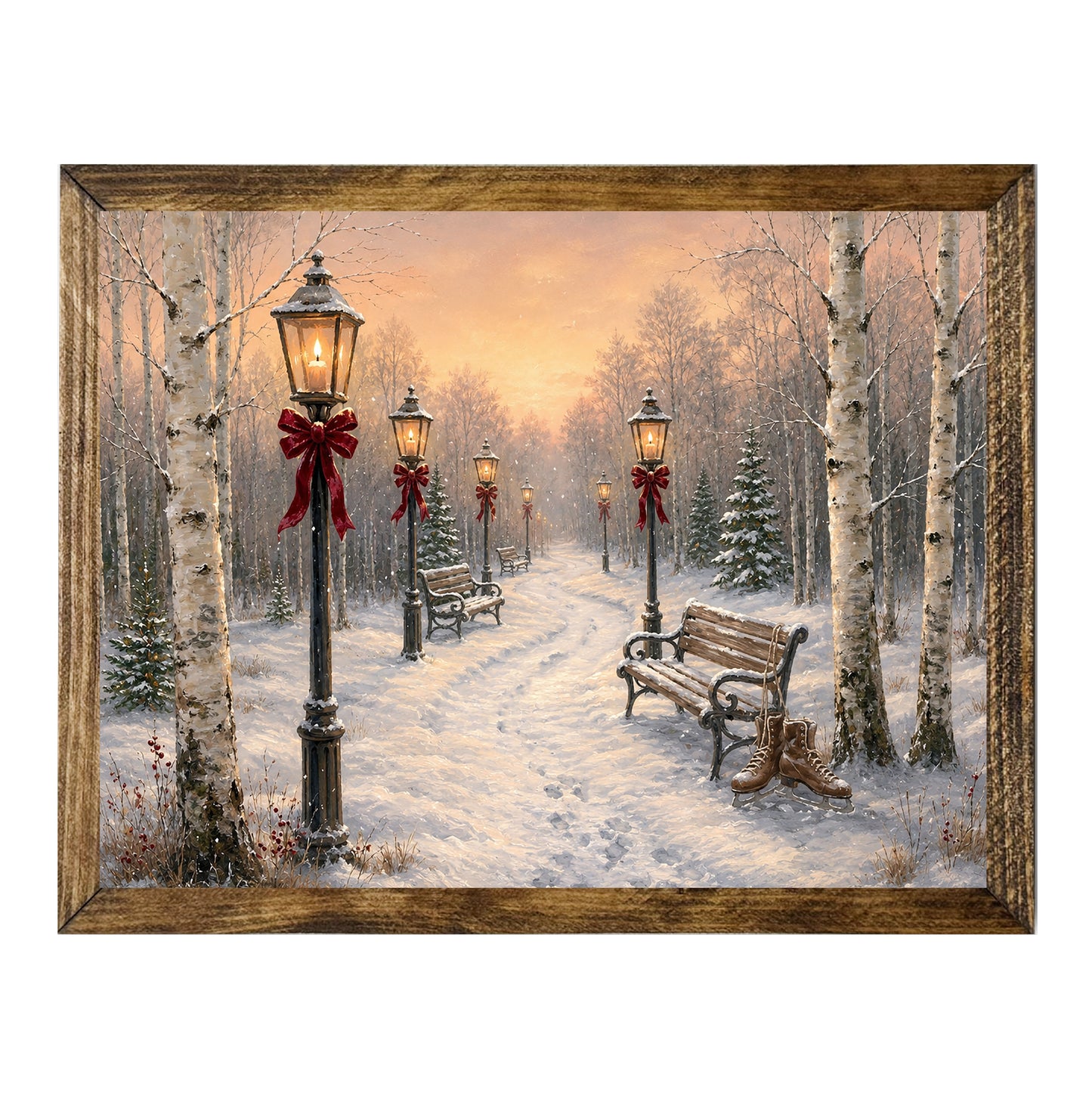 Lights of a Winter Evening Snowy Christmas Park Wall Art