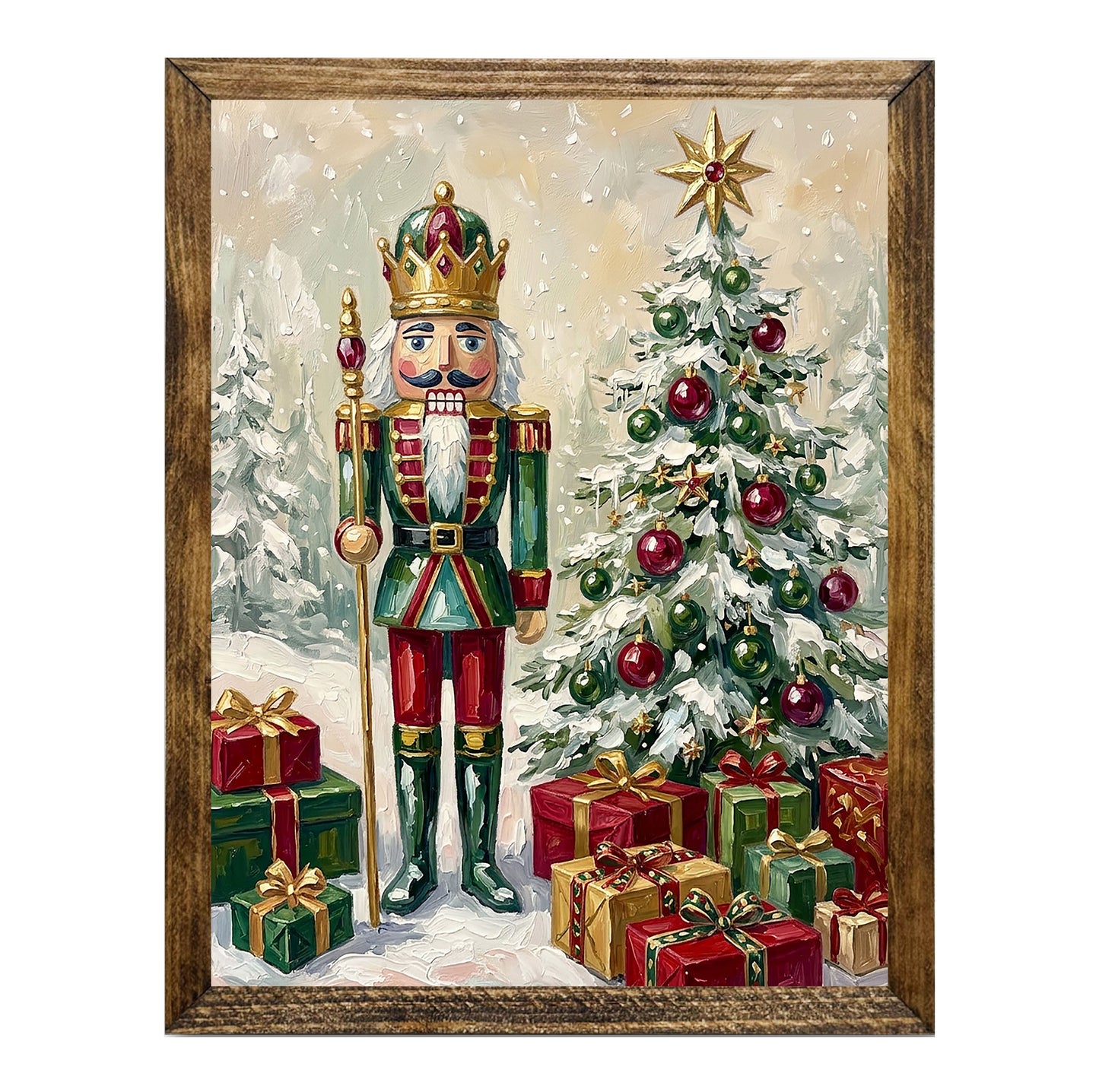 Traditional Nutcracker Soldier Christmas Tree Wall Art