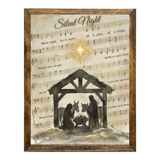 Vintage Silent Night Nativity Sheet Music Christmas Wall Art