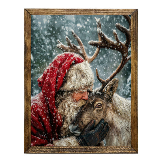 Santa & Reindeer Classic Christmas Holiday Wall Art