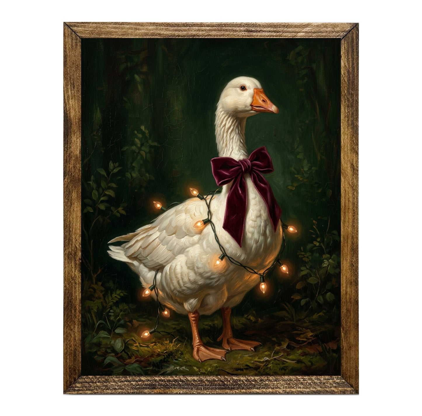 Vintage White Goose Christmas Lights Wall Art