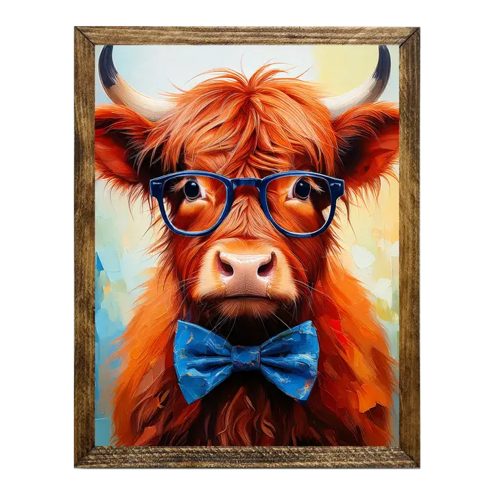 ARTISTIC SERIES TIMBERLAND- ANIMALS WITH GLASSES HGHLND COW