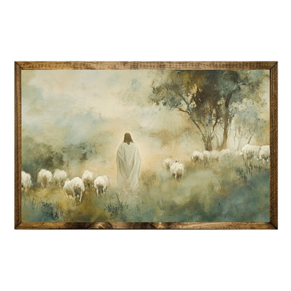 TIMBERLAND FRAME JESUS WITH SHEEP – PEACEFUL CHRISTIAN HOUSE