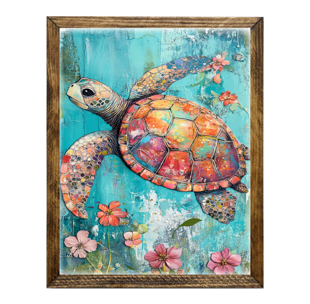 TIMBERLAND FRAME FOLK ART SEA TURTLE