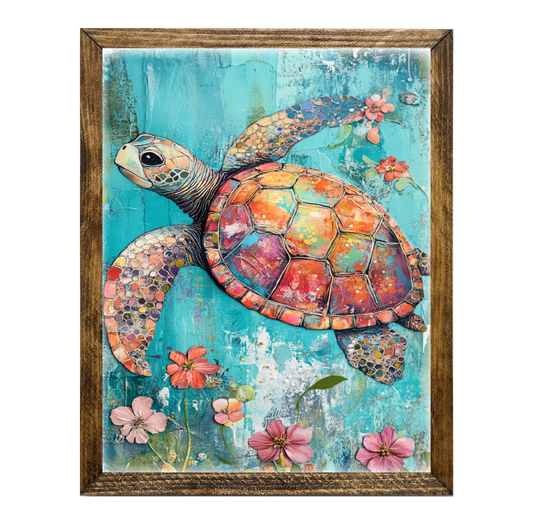 TIMBERLAND FRAME FOLK ART SEA TURTLE