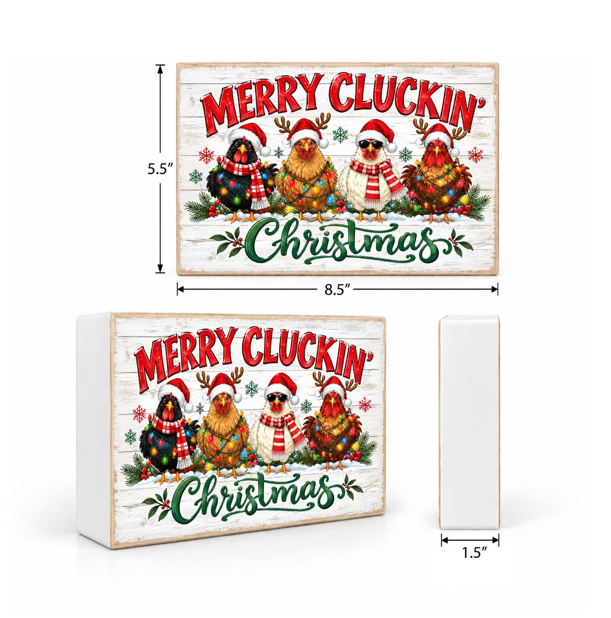 Mix & Match Christmas Block 2 for $20- Merry Cluckin' Christmas Chickens