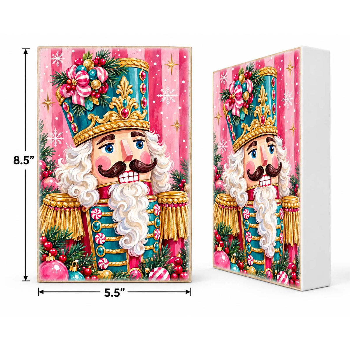 Mix & Match Christmas Block 2 for $20- Decorated Nutcracker Pink Stripes