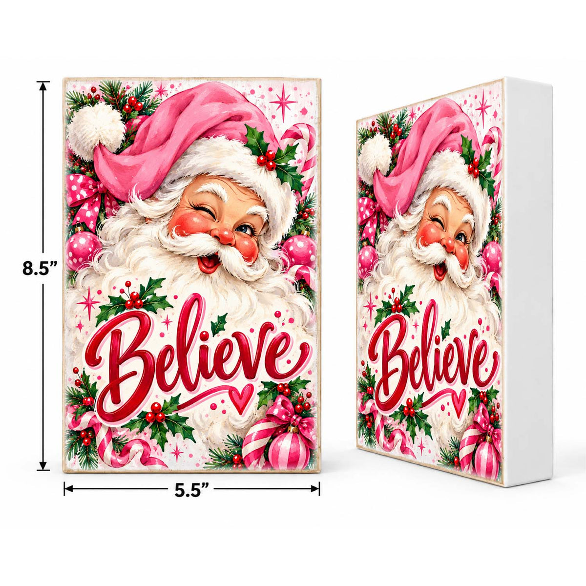 Mix & Match Christmas Block 2 for $20- Pink Winky Santa Believe
