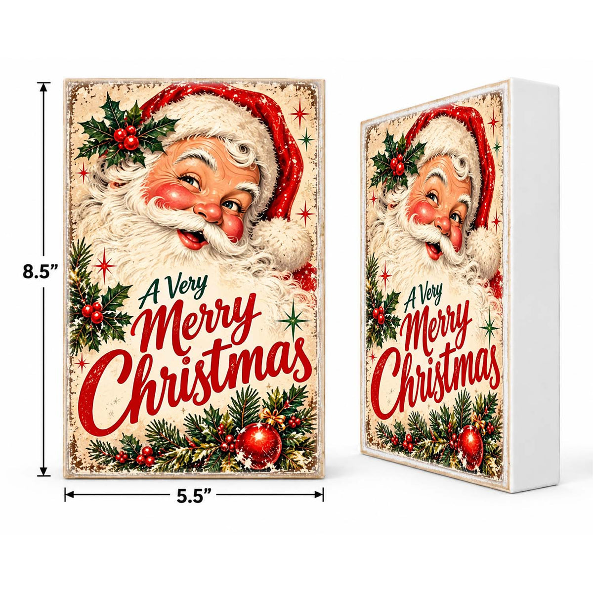 Mix & Match Christmas Block 2 for $20- Retro Very Merry Christmas Santa