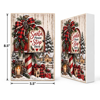 Mix & Match Christmas Block 2 for $20- Santa Stop Here Buffalo Check