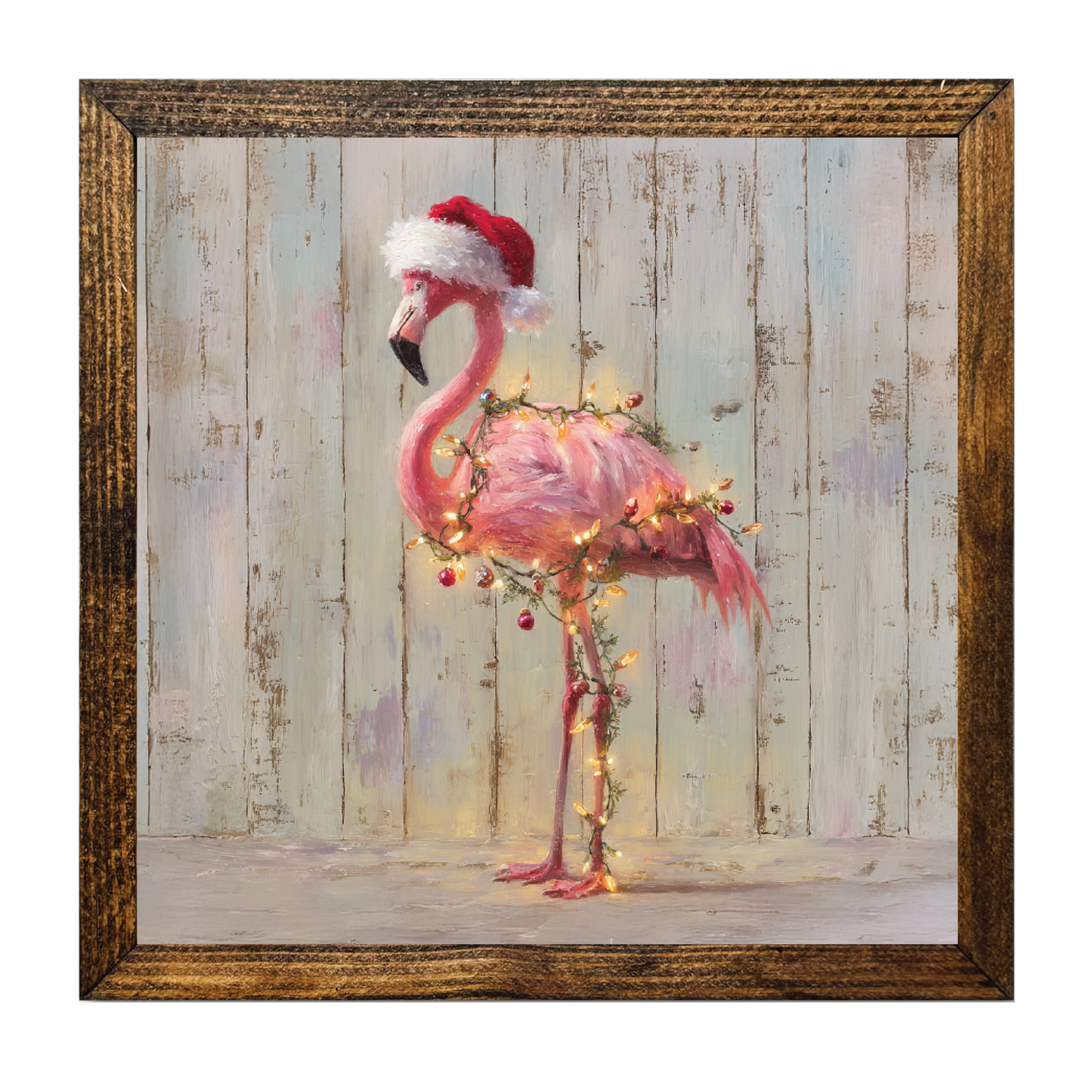 TIMBERLAND FRAME CHRISTMAS FLAMINGO COVERED IN LIGHTS 1