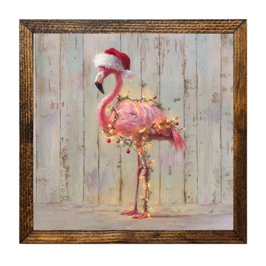 TIMBERLAND FRAME CHRISTMAS FLAMINGO COVERED IN LIGHTS 1