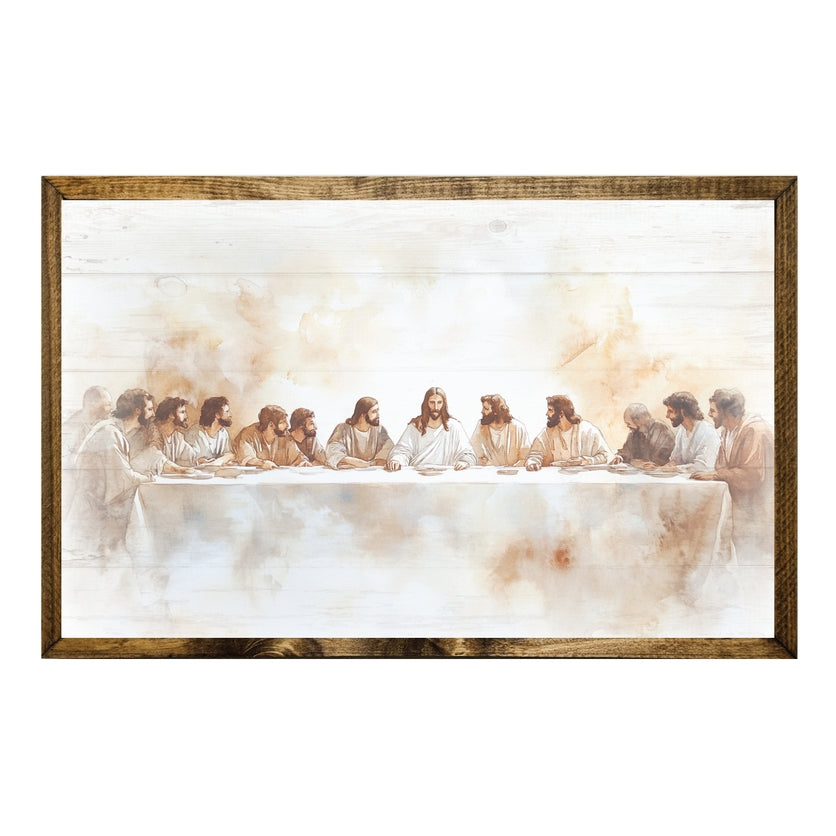 TIMBERLAND FRAME LAST SUPPER WATERCOLOR STYLE FOR CHRISTIAN