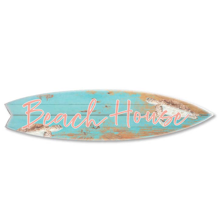 MINI 23" SURF BOARD WALL ACCENT BEACH HOUSE WITH SEA TURTLES