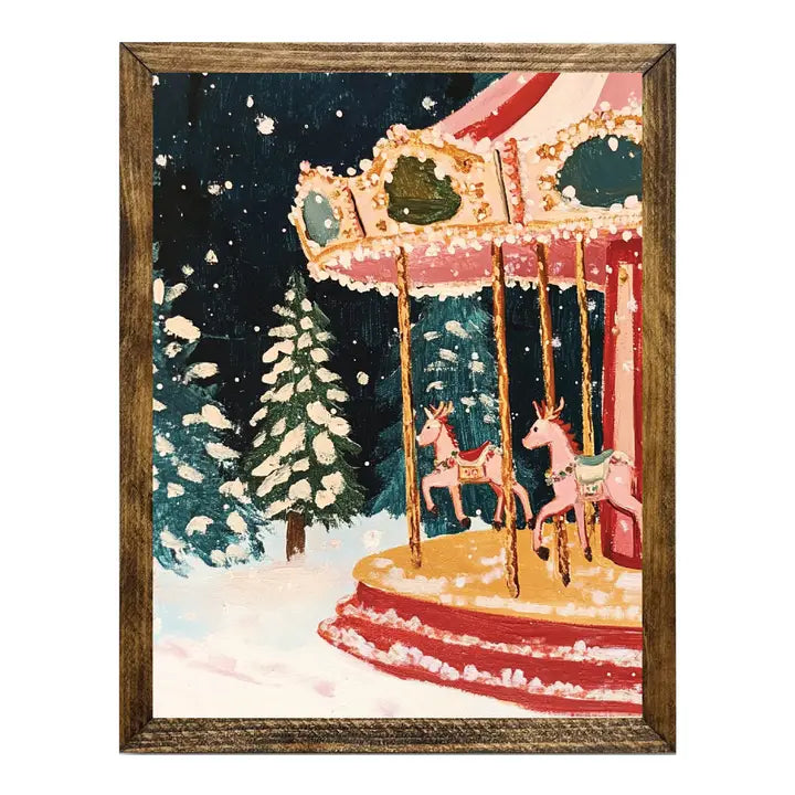 ARTISTIC SERIES TIMBERLAND-CAROUSEL IN THE PARK WITH SNOW
