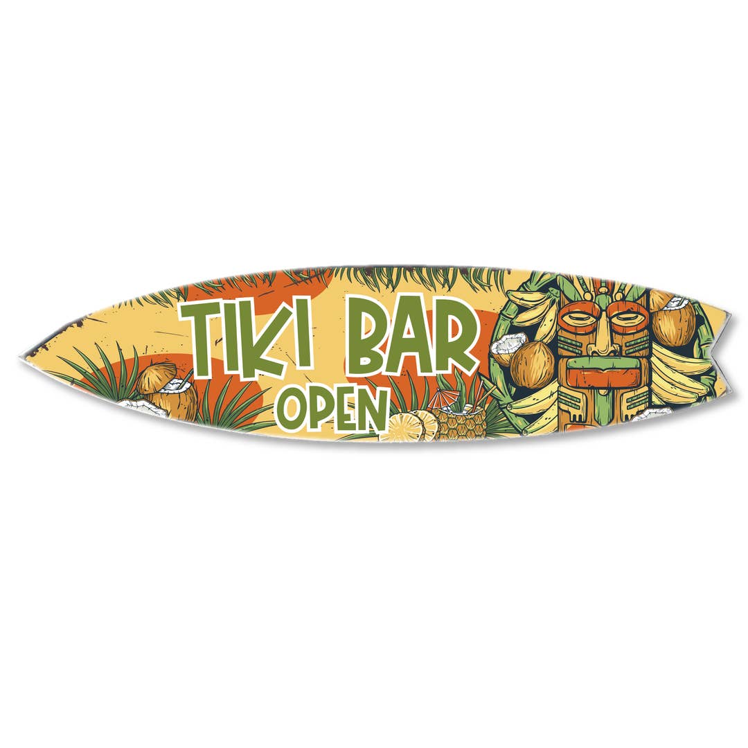 SURF BOARD WALL ACCENT RETRO TIKI BAR OPEN