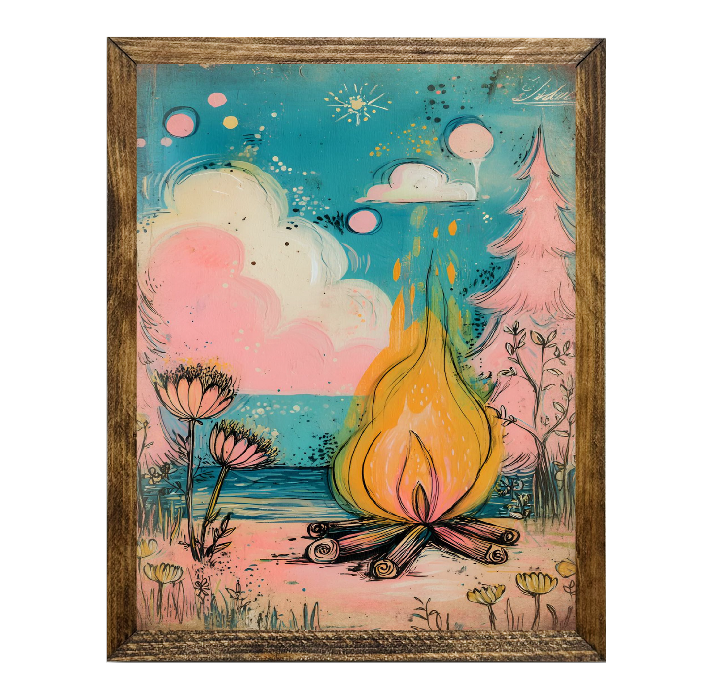 TIMBERLAND FRAME RETRO CAMPFIRE ON THE BEACH