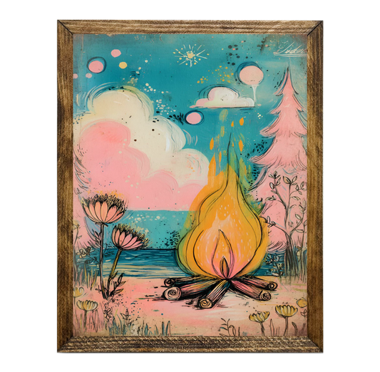 TIMBERLAND FRAME RETRO CAMPFIRE ON THE BEACH