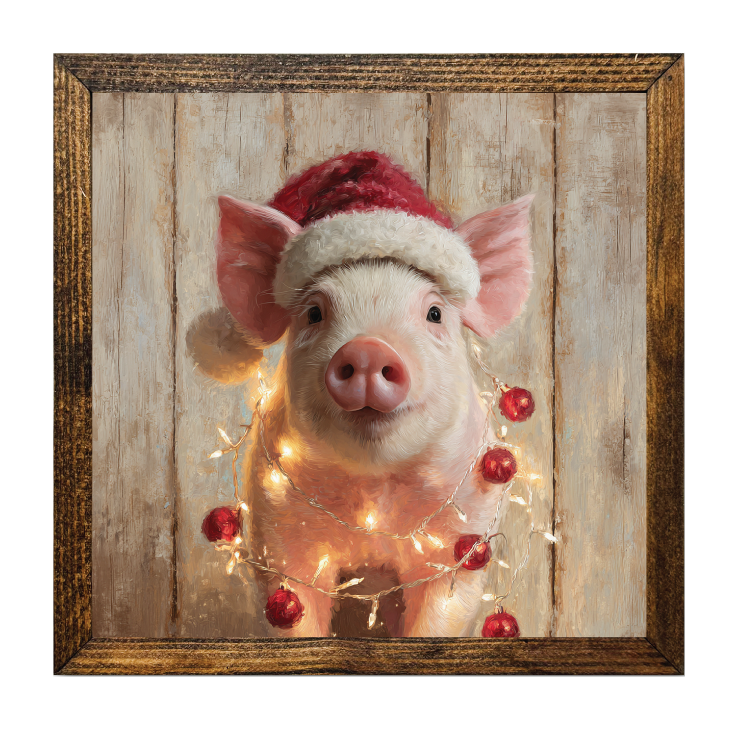 TIMBERLAND FRAME CHRISTMAS PIG COVERED IN LIGHTS 2