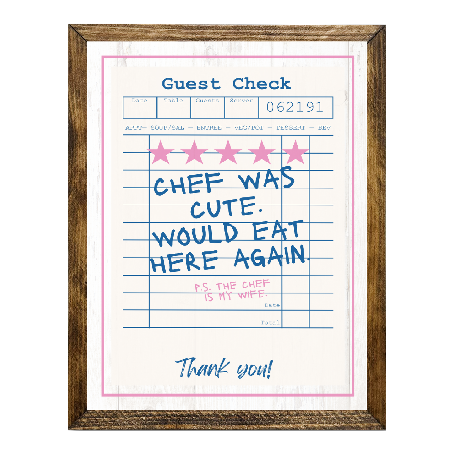 TIMBERLAND "GUEST CHECK SERIES"-5 STAR CUTE CHEF EAT AGAIN