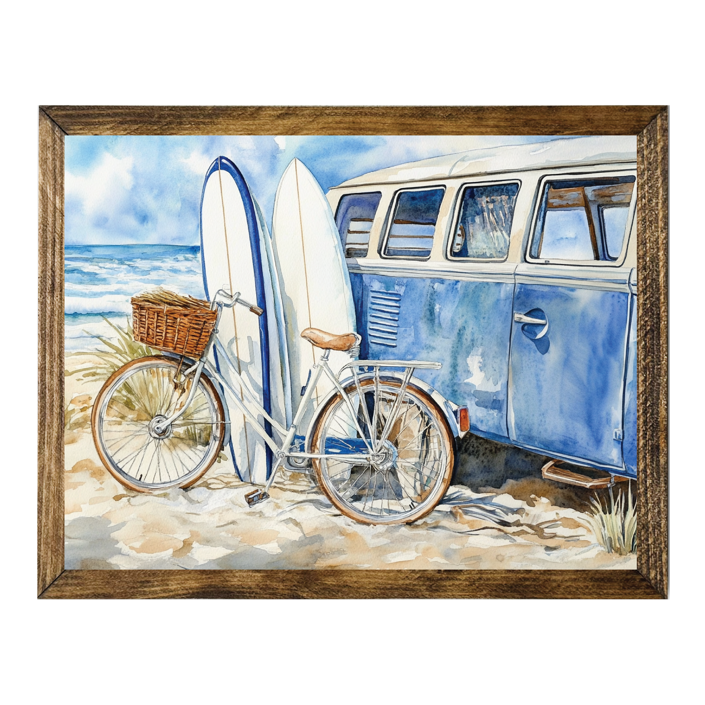 ARTISTIC SERIES TIMBERLAND- BLUE VAN SURF BOARDS WITH BIKE