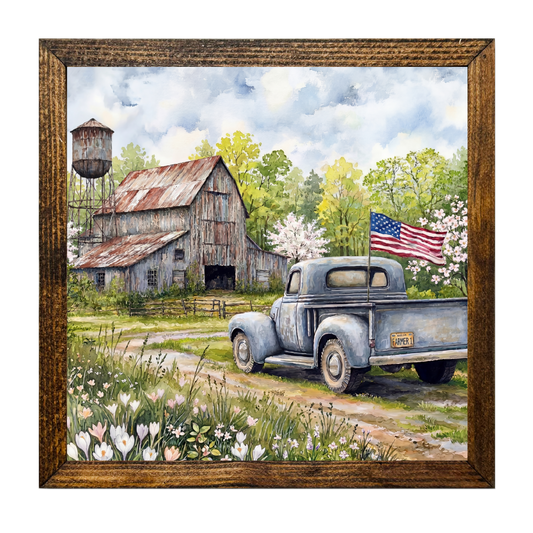 TIMBERLAND FRAME SPRINGTIME VINTAGE TRUCK BARN US FLAG