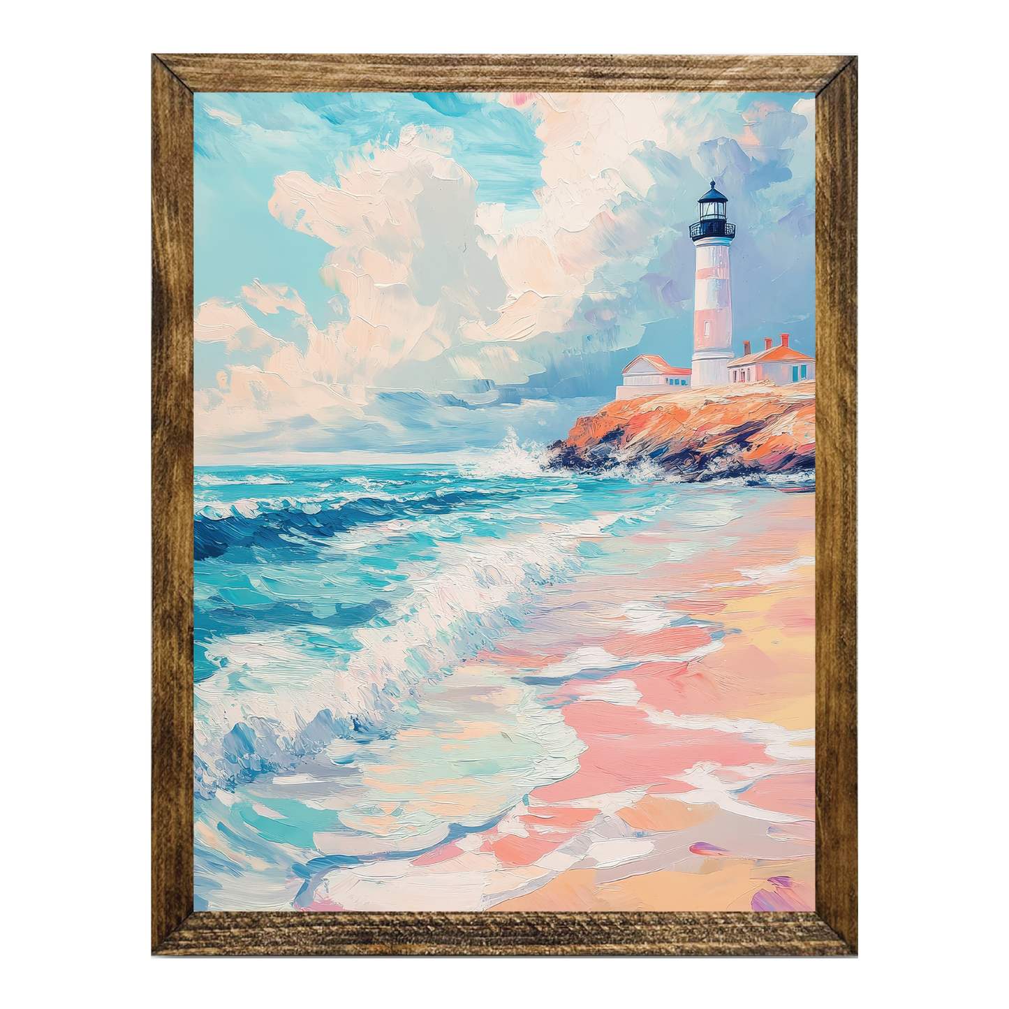ARTISTIC SERIES TIMBERLAND-MODERN PASTEL BEACH LIGHTHOUSE