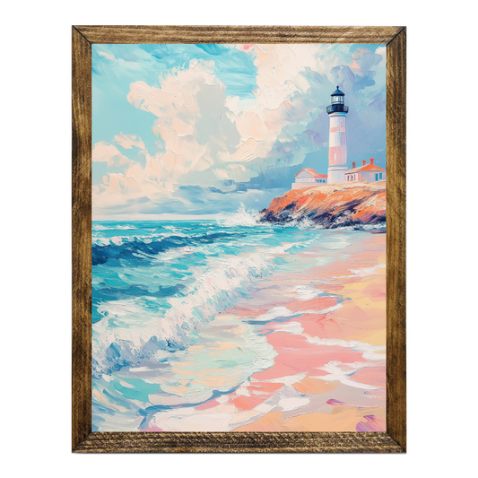 ARTISTIC SERIES TIMBERLAND-MODERN PASTEL BEACH LIGHTHOUSE