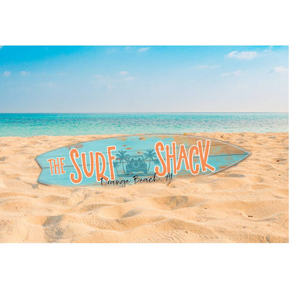 SURF BOARD WALL ACCENT SURF SHACK TEAL HORIZONTAL NAME DROP