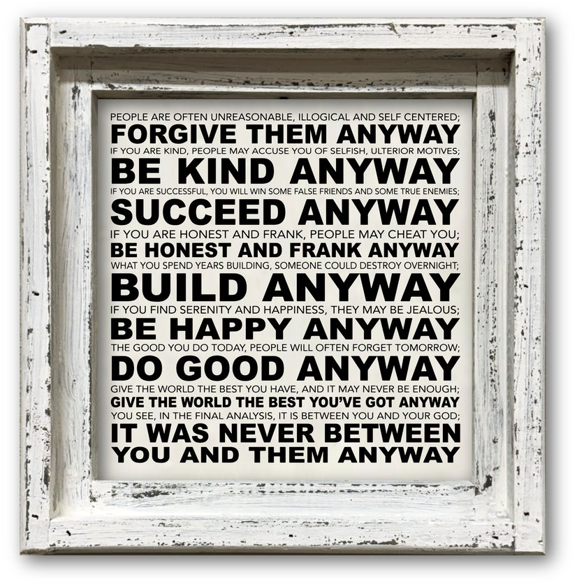 FRAMED CANVAS DO IT ANYWAY POEM BY MOTHER THERESA