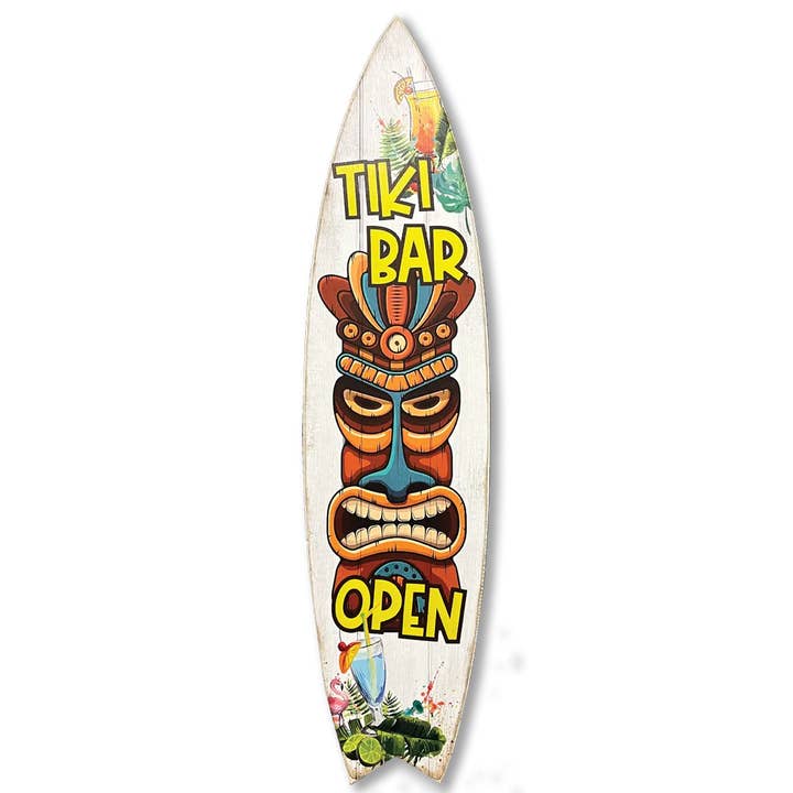 MINI 23" SURF BOARD WALL ACCENT TIKI BAR OPEN