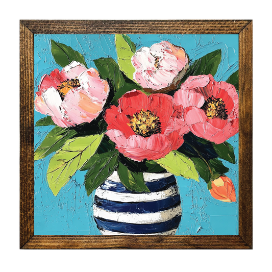 ARTISTIC SERIES TIMBERLAND-BLUE & PINK FLOWERS STRIPED VASE2