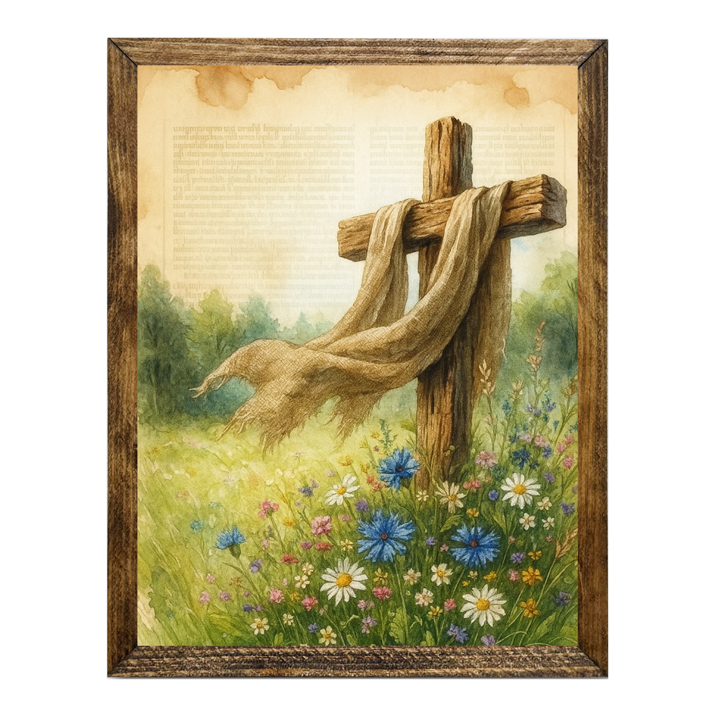 ARTISTIC SERIES TIMBERLAND-CROSS IN FIELD OF FLOWERS