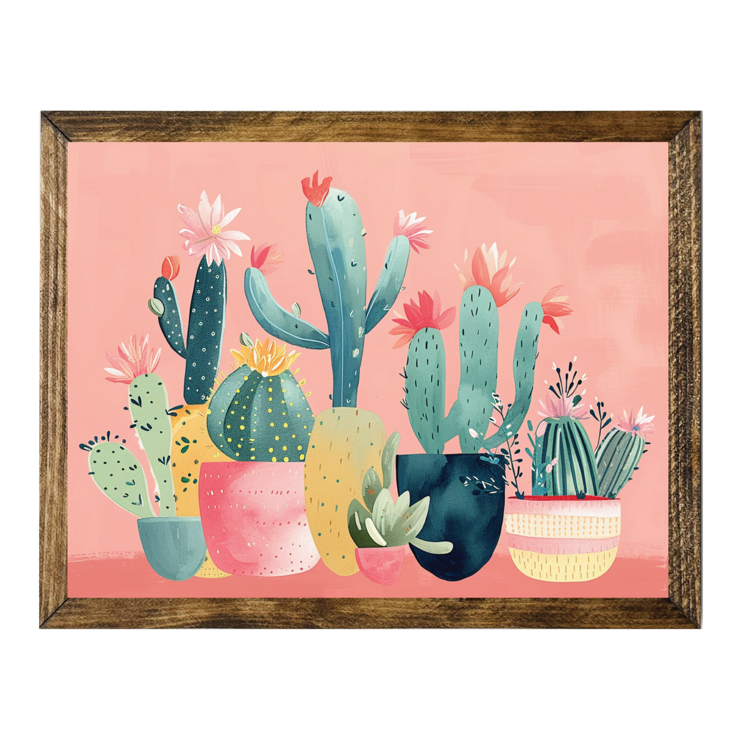 ARTISTIC SERIES TIMBERLAND-PREPPY PINK ABSTRACT POTTED CACTI 1