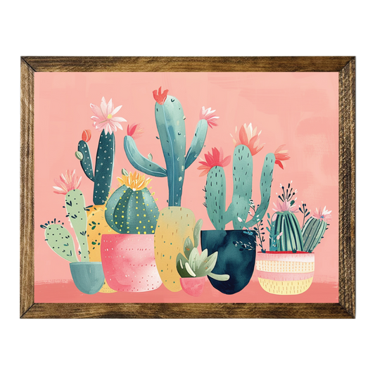 ARTISTIC SERIES TIMBERLAND-PREPPY PINK ABSTRACT POTTED CACTI 1