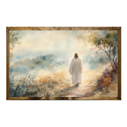 TIMBERLAND FRAME JESUS WALKING IN LIGHT MORNING PATHWAY