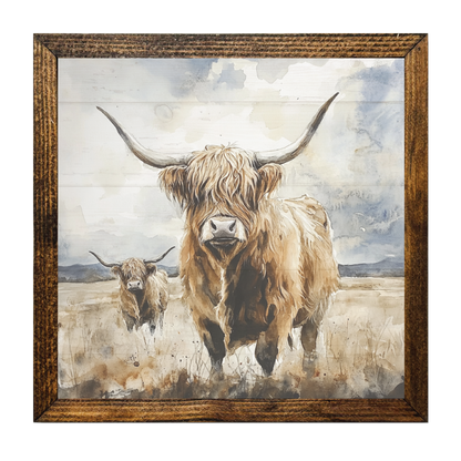 ARTISTIC SERIES TIMBERLAND-HIGHLAND COWS IN A FIELD PASTELS2