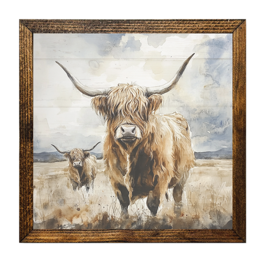 ARTISTIC SERIES TIMBERLAND-HIGHLAND COWS IN A FIELD PASTELS2
