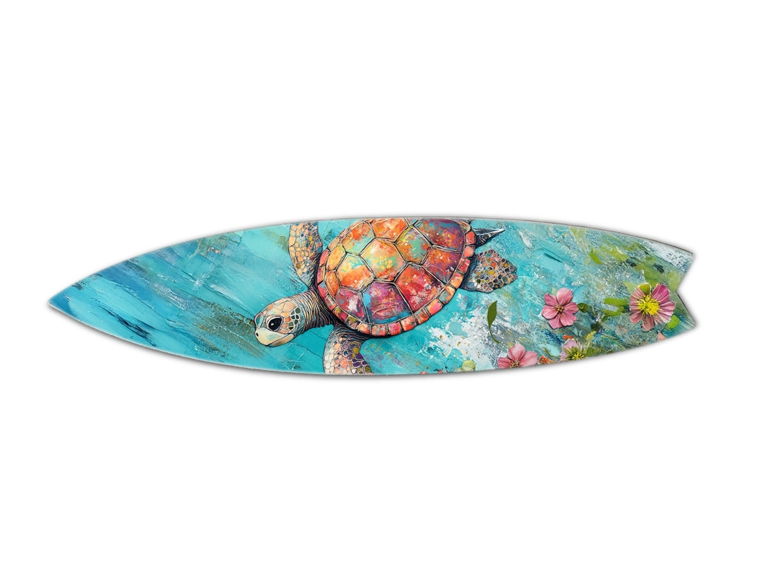 SURF BOARD WALL ACCENT FOLK ART SEA TURTLE