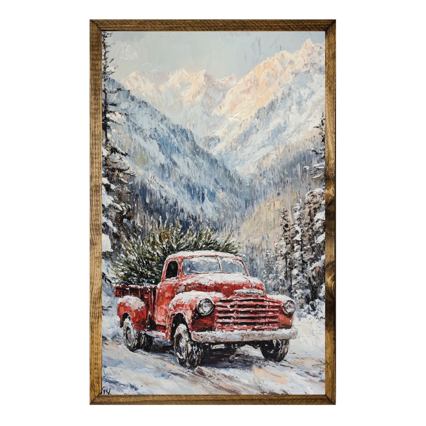 ARTISTIC SERIES TIMBERLAND- WATERCOLOR RED TRUCK MOUNTAIN