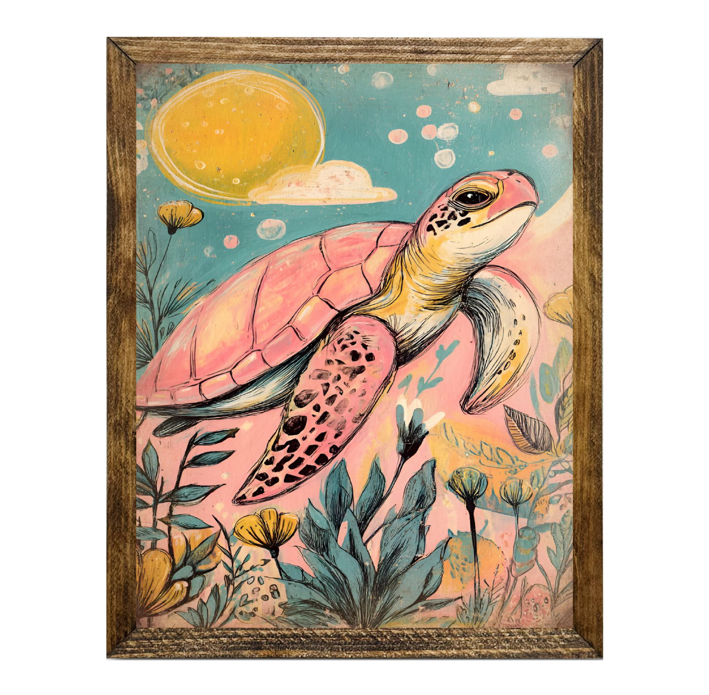 TIMBERLAND FRAME RETRO PINK SEA TURTLE FLOWERS