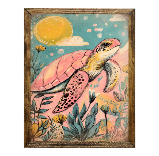 TIMBERLAND FRAME RETRO PINK SEA TURTLE FLOWERS