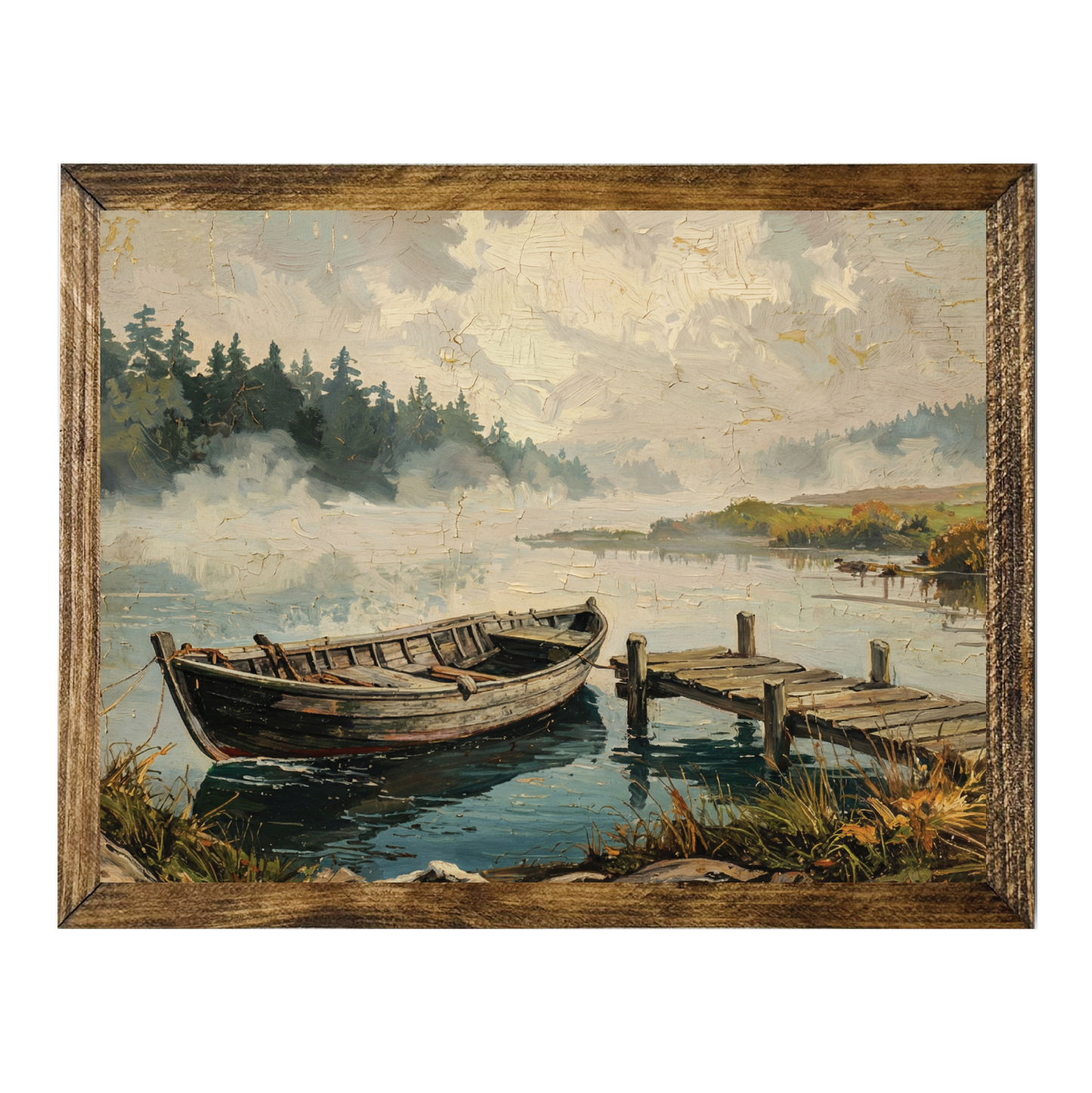 TIMBERLAND FRAME DISTRESSED BOAT AND DOCK ART