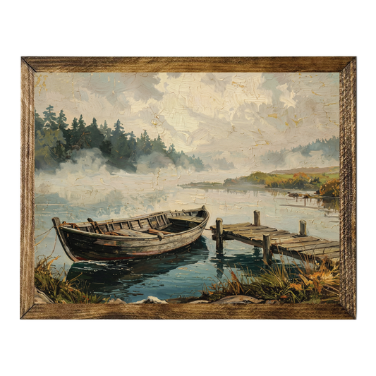 TIMBERLAND FRAME DISTRESSED BOAT AND DOCK ART