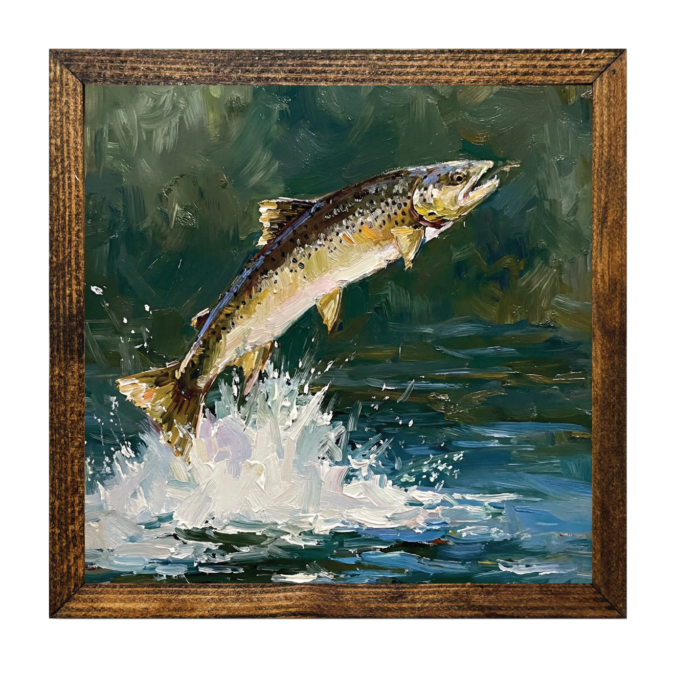 TIMBERLAND FRAME OIL PAINTING FISH OUT OF WATER