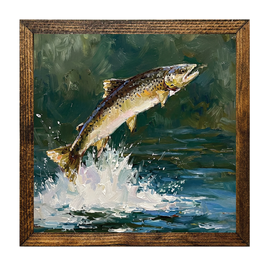 TIMBERLAND FRAME OIL PAINTING FISH OUT OF WATER
