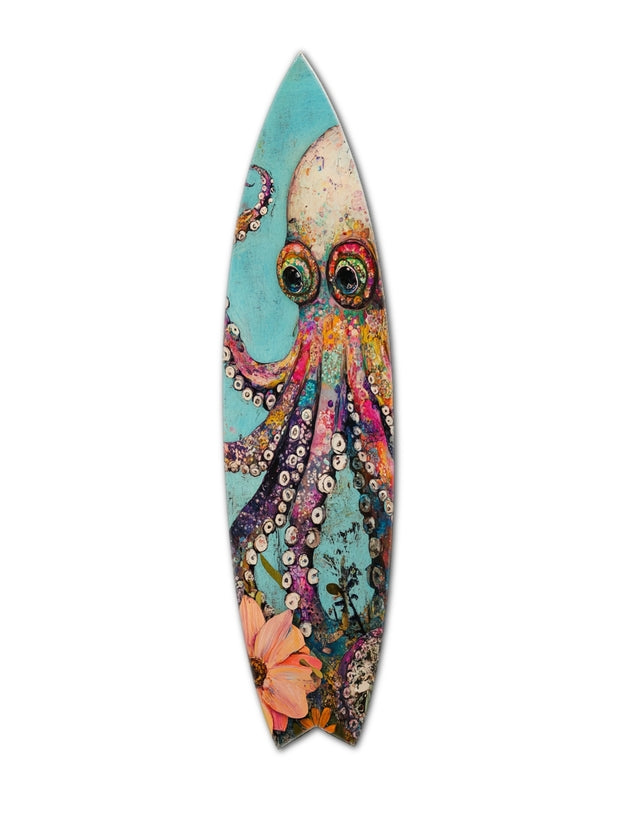 SURF BOARD WALL ACCENT FOLK ART OCTOPUS